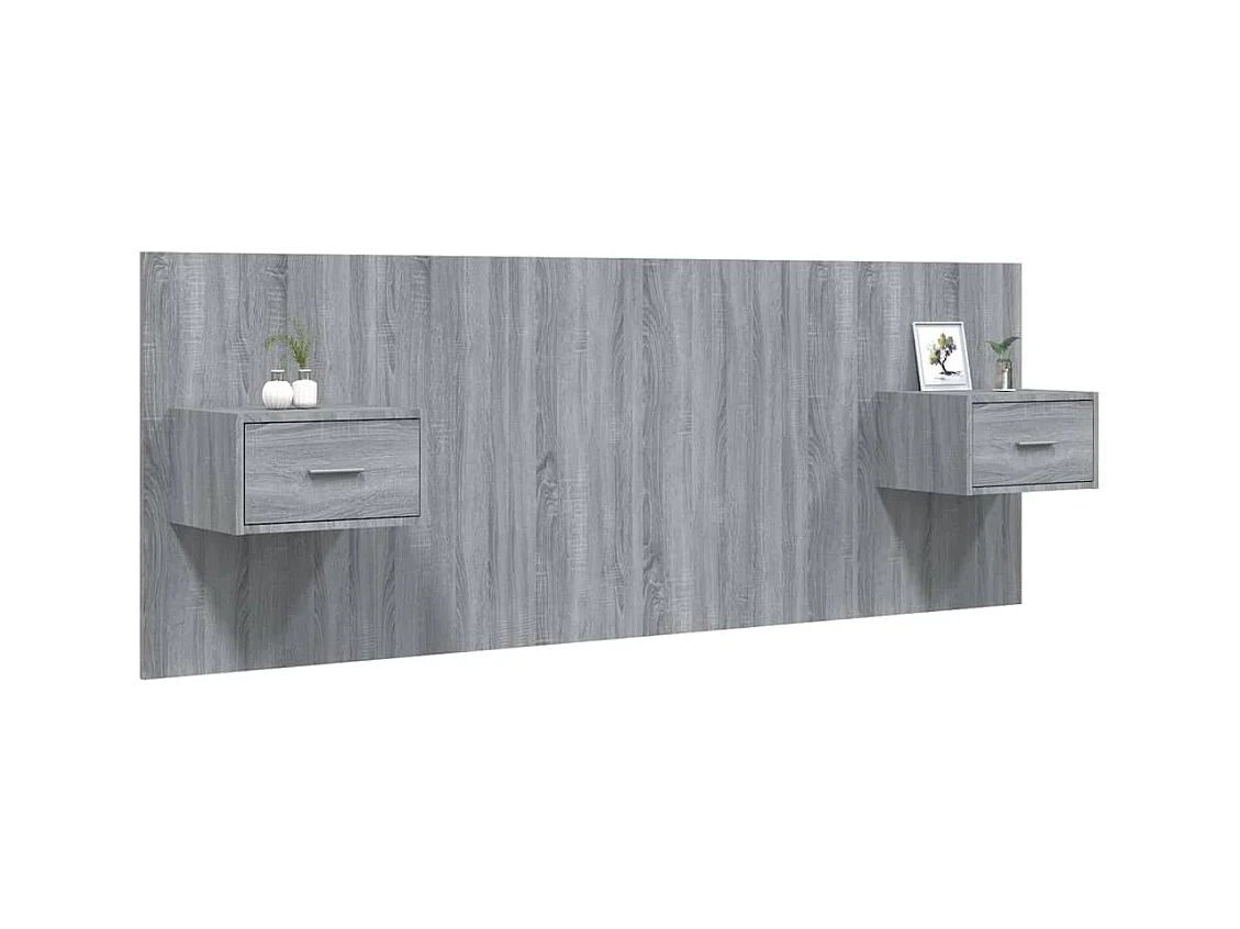 Sonoma Gray Engineered Wood Hoofdbord met Kasten