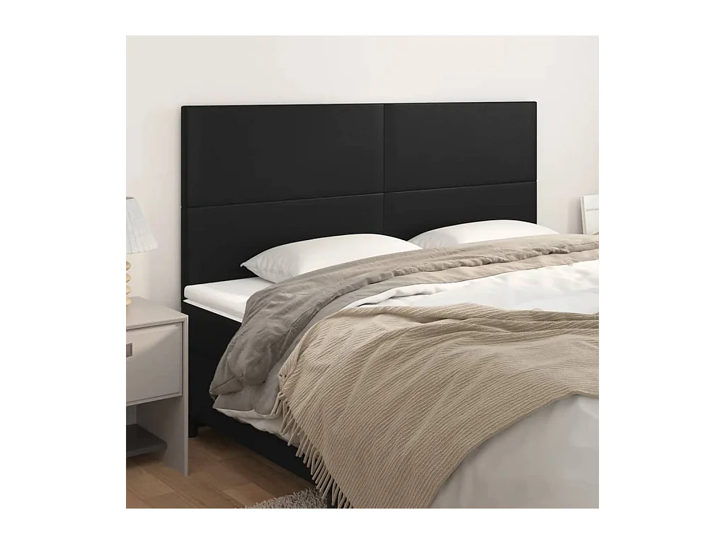 Têtes de lit 4 pcs Noir 100x5x78/88 cm Similicuir