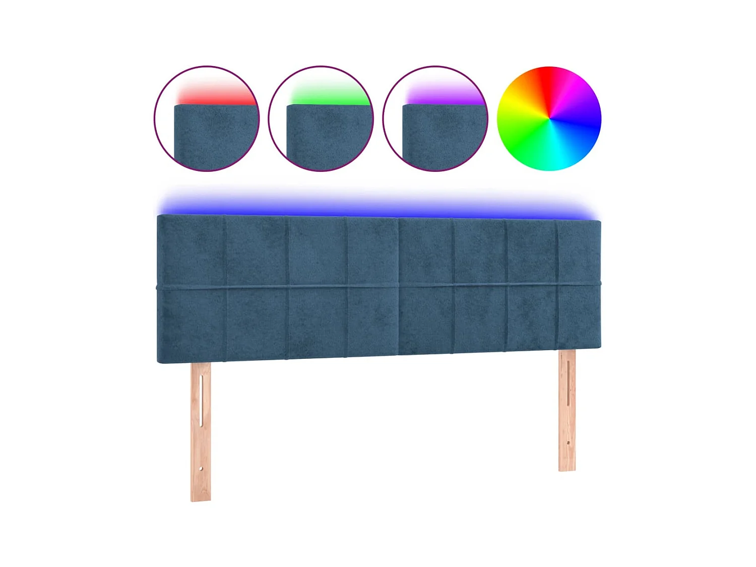 LED Hoofdbord Donkerblauw 144x5x78/88 cm Fluweel