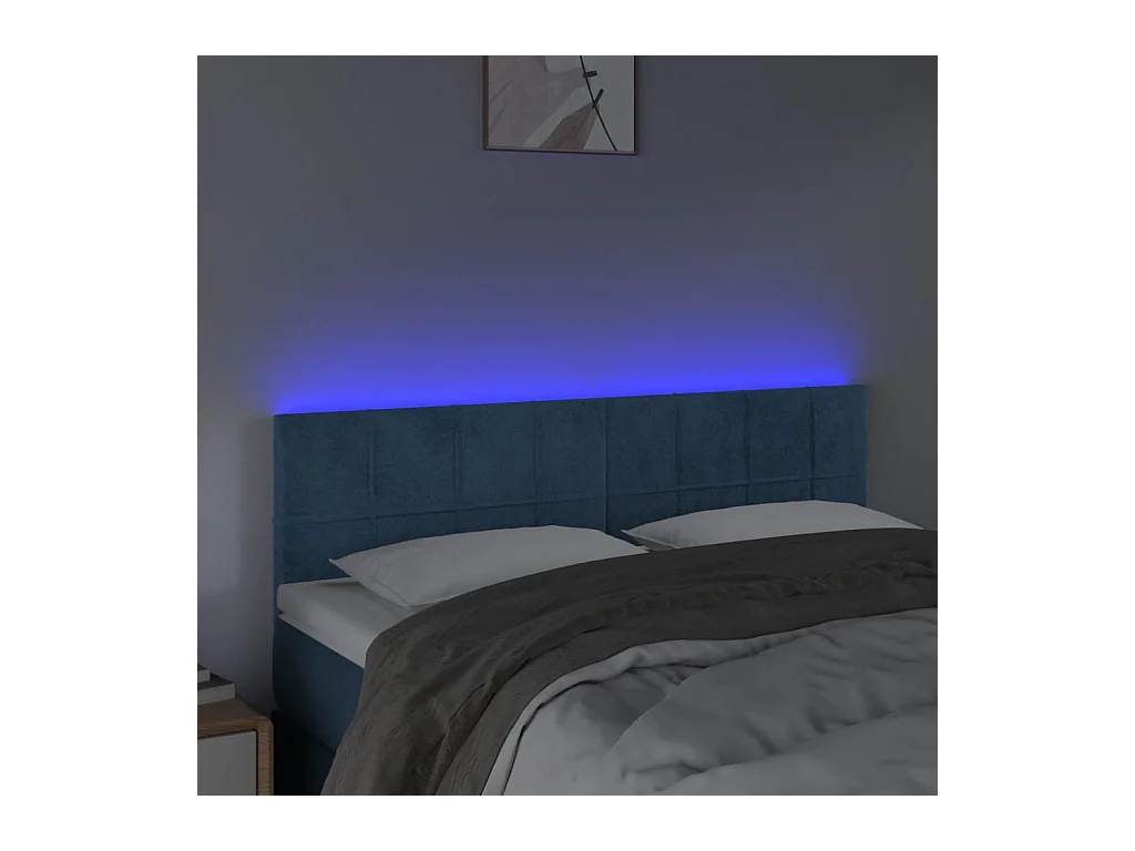 LED Hoofdbord Donkerblauw 144x5x78/88 cm Fluweel