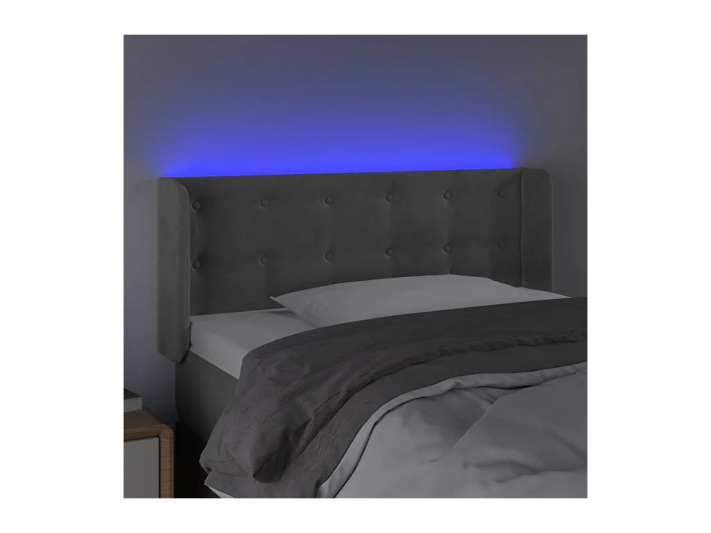 Tête de lit à LED Gris clair 83x16x78/88 cm Velours