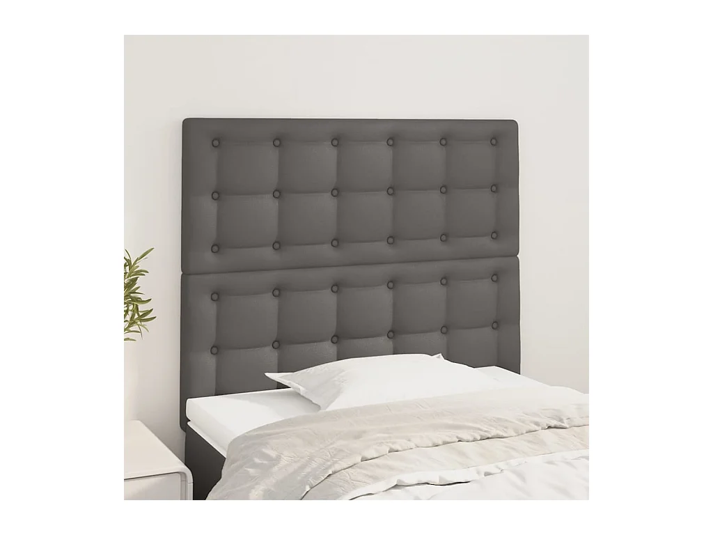 Kopfteile 2 Stk. Grau 80x5x78/88 cm Kunstleder