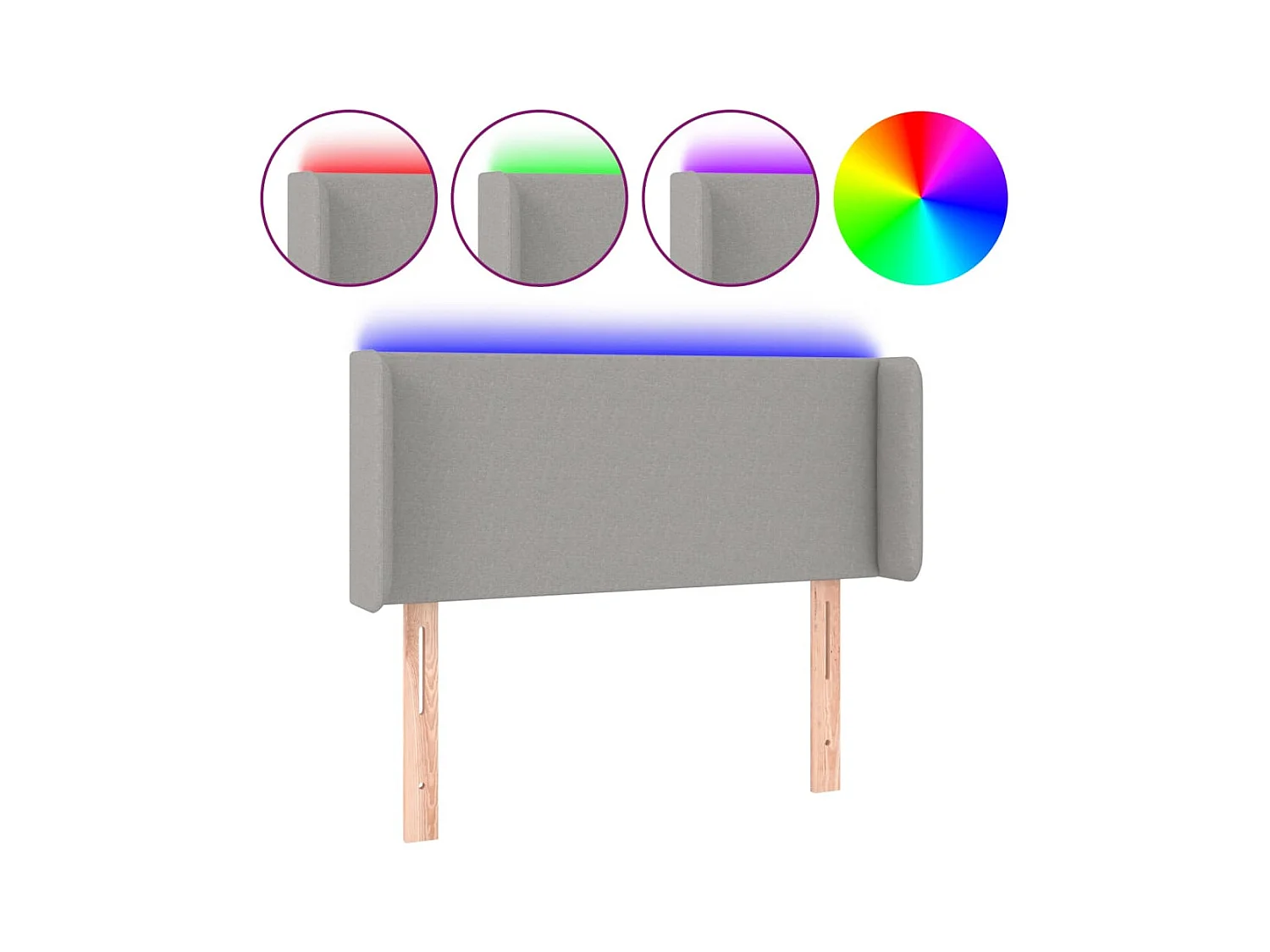 LED-Kopfteil Hellgrau 83x16x78/88 cm Stoff