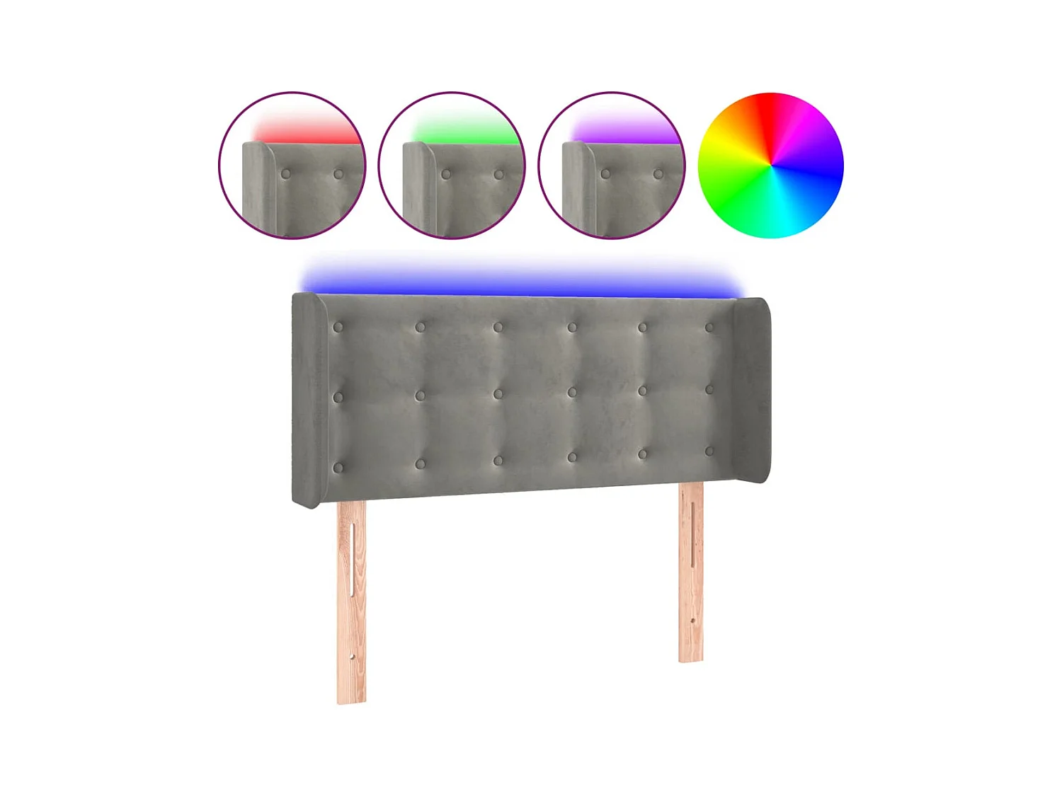 LED Hoofdbord Lichtgrijs 93x16x78/88 cm Fluweel