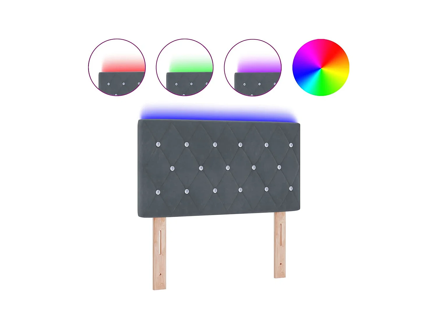 Argyle Donkergrijs LED Hoofdbord 80 cm Fluweel