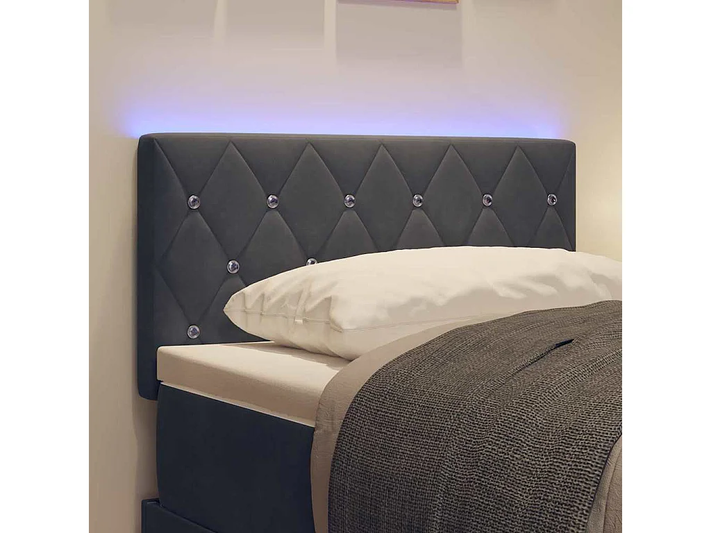 Cabecero LED Argyle Gris Oscuro Terciopelo 80 cm