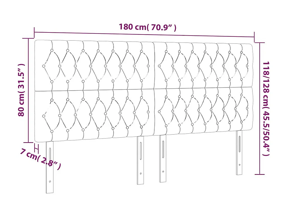 Hoofdborden 4 stuks Roze 90x7x78/88 cm Fluweel