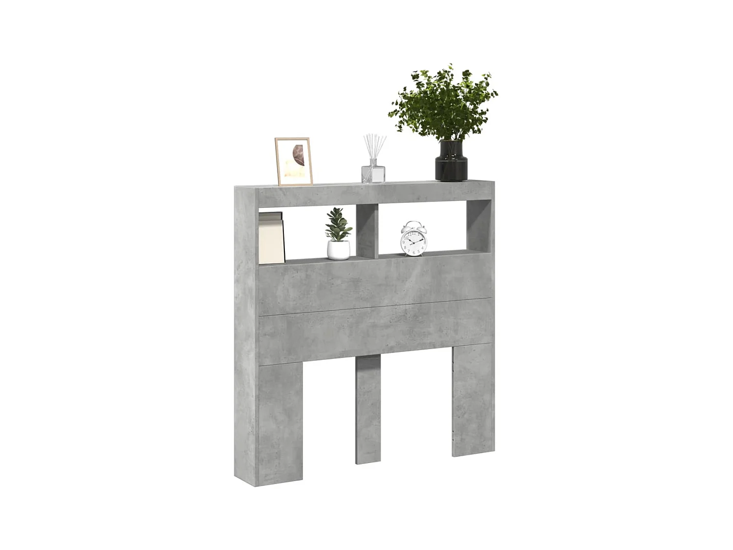 Betongrijs hoofdbord met LED's 100x17x102 cm