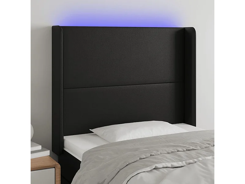 Cabecero LED Negro 103x16x118/128 cm Piel Sintética