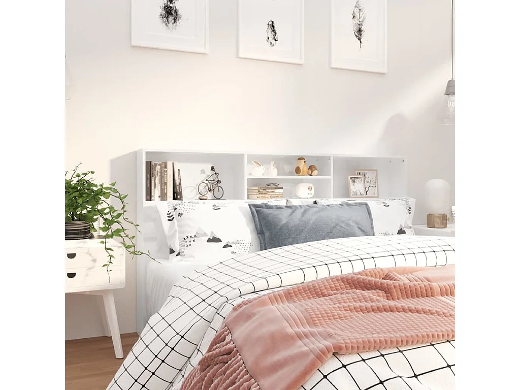 Cabecero mueble blanco brillo 180x19x103,5 cm