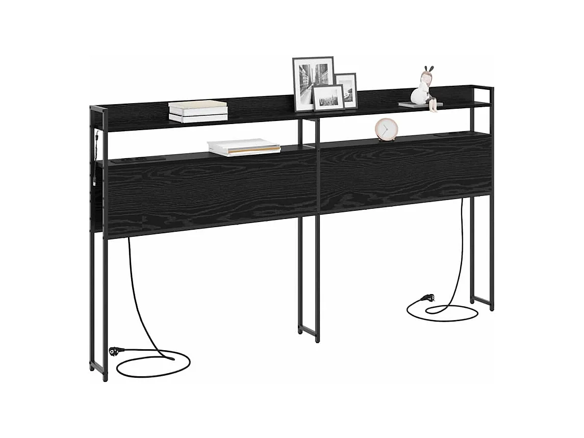 Hoofdbord met plank Zwarte eik 200 cm Technisch hout