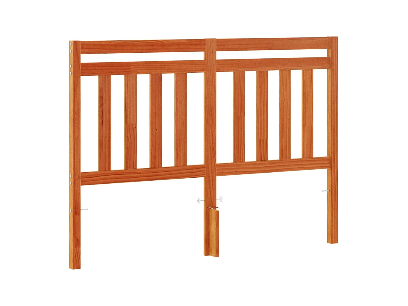 Testiera in legno massello di pino da 135 cm in cera marrone