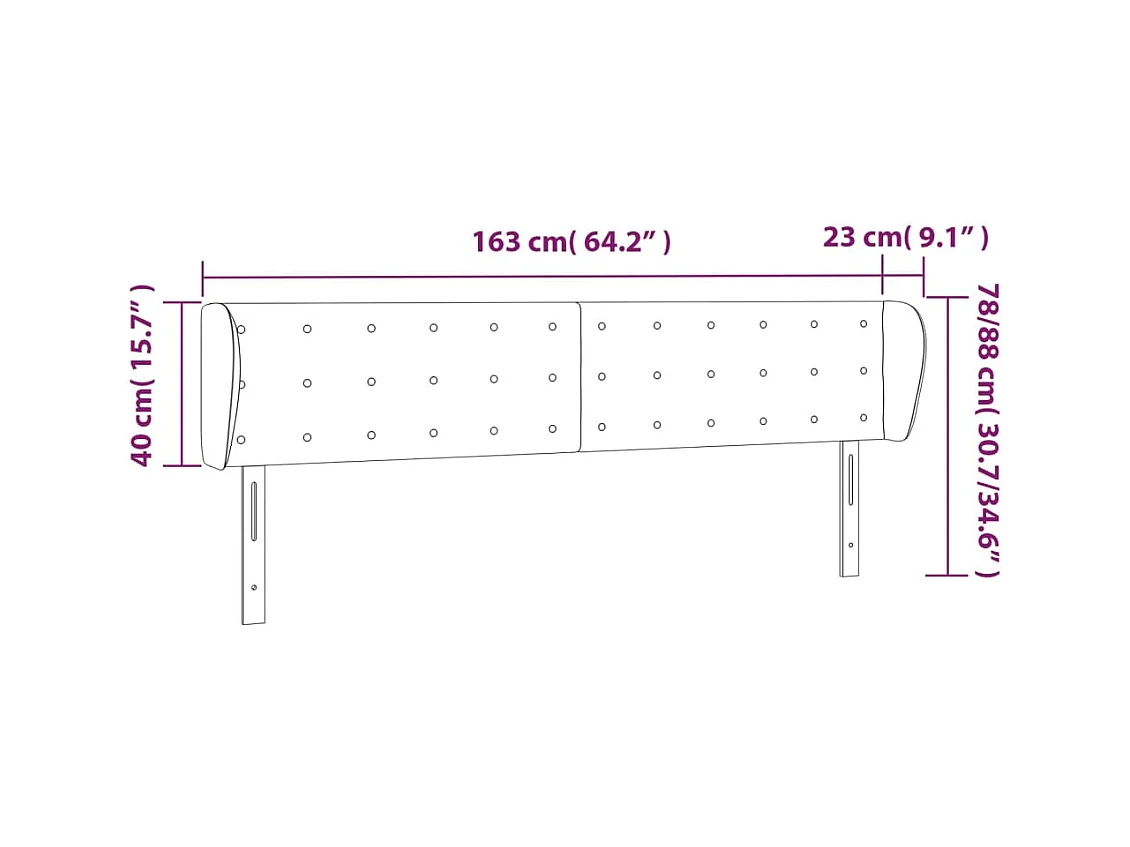 Hoofdbord met vleugels Zwart 163x23x78/88 cm Kunstleer