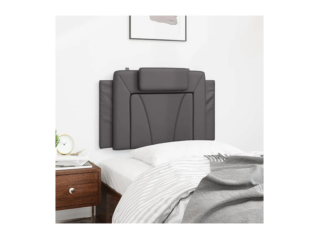 Grijs hoofdbordkussen 90 cm kunstleer