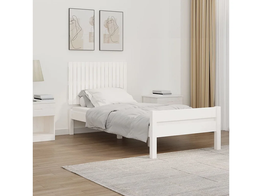 Testiera a muro Bianco 95,5x3x60 cm Legno massello di pino