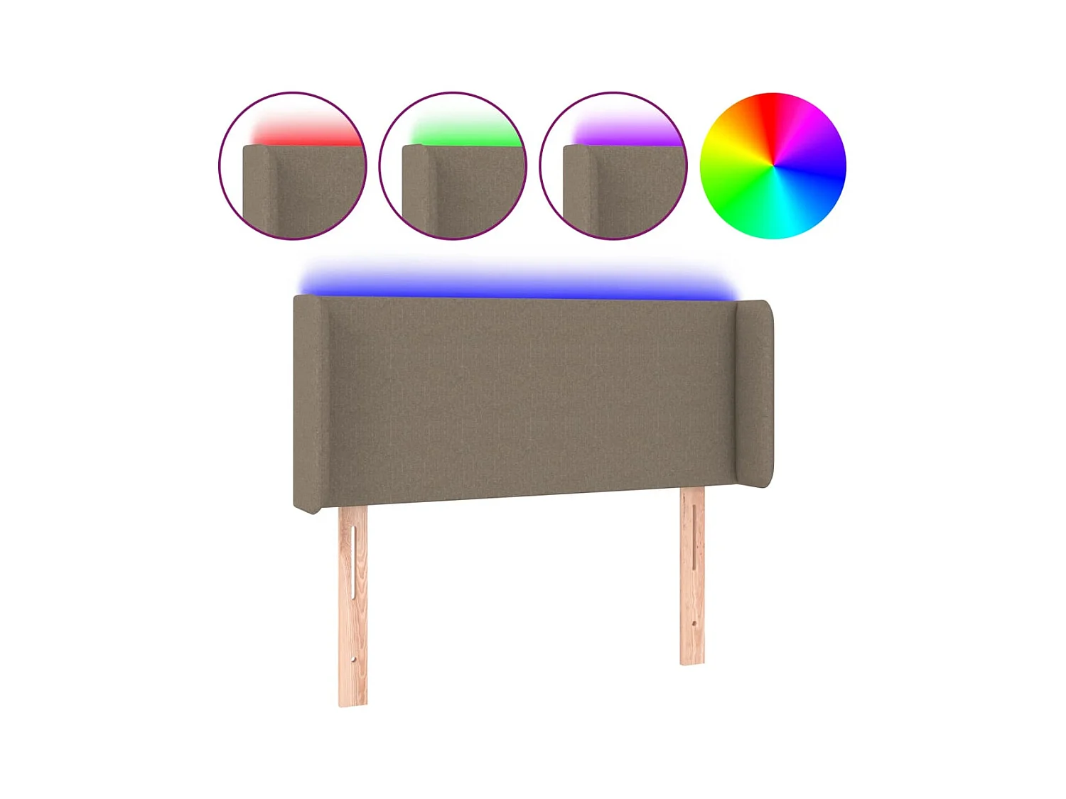 Taupe LED Hoofdbord 93x16x78/88 cm Stof