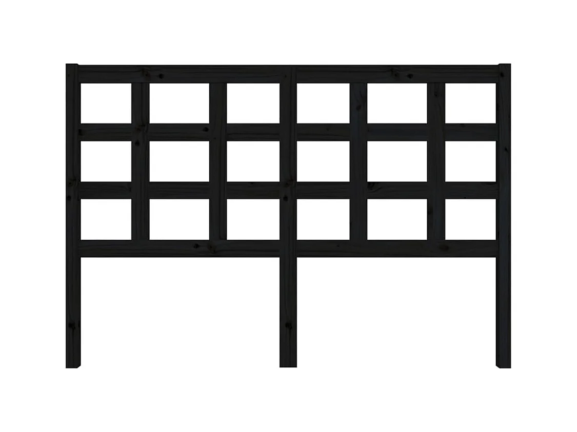 Zwart hoofdbord 145,5x4x100 cm Massief grenenhout