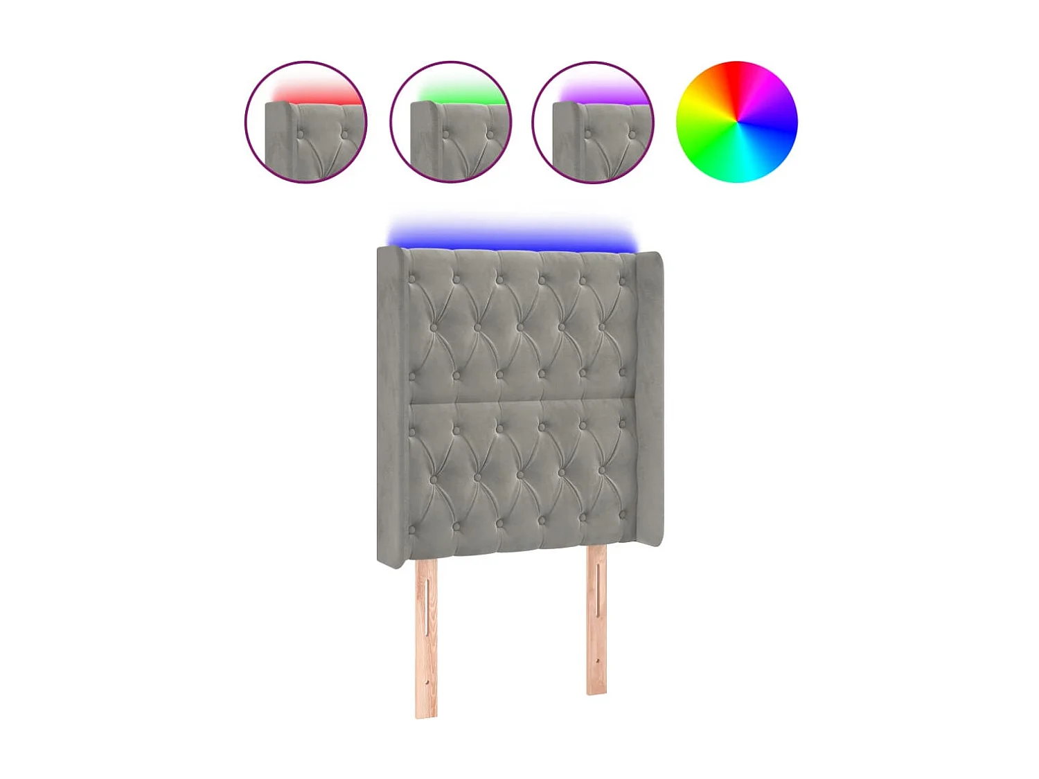 LED-Kopfteil Hellgrau 83x16x118/128 cm Samt