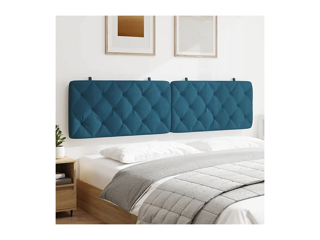 Blauw hoofdbordkussen 200 cm fluweel