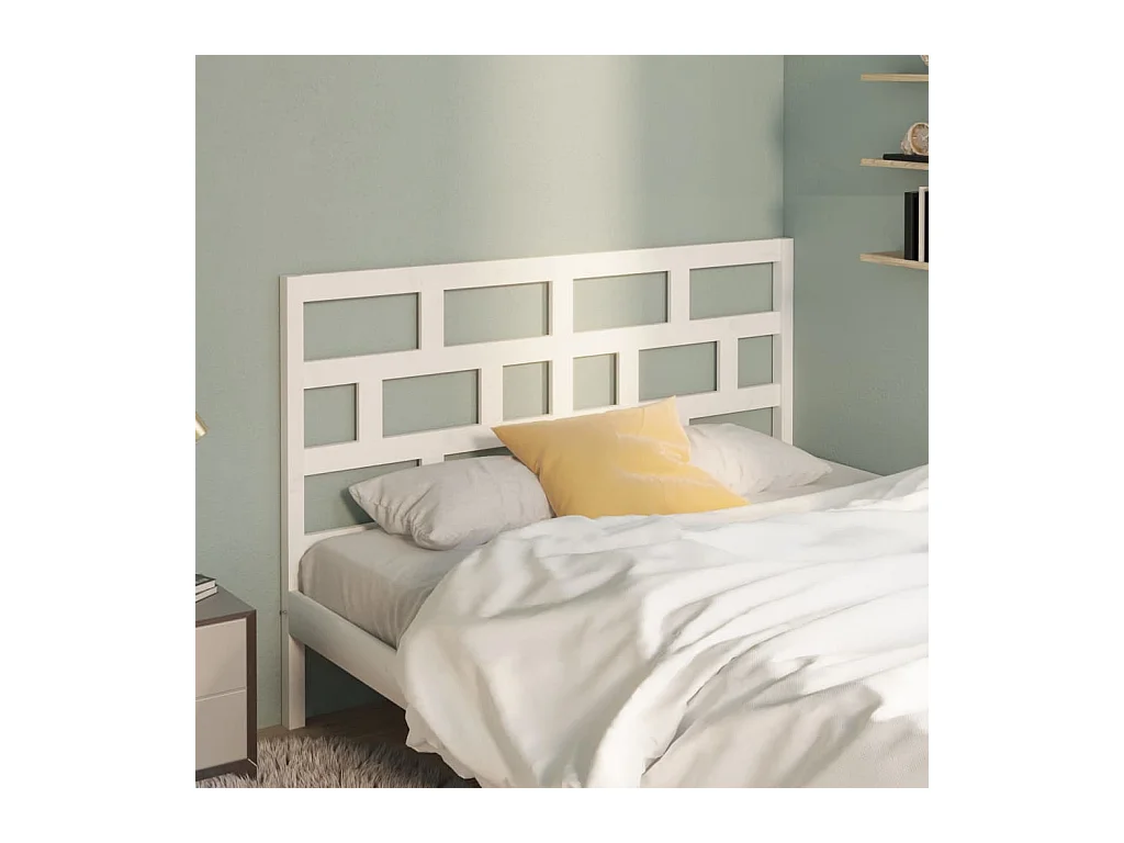 Wit hoofdeinde 146x4x100 cm Massief grenenhout