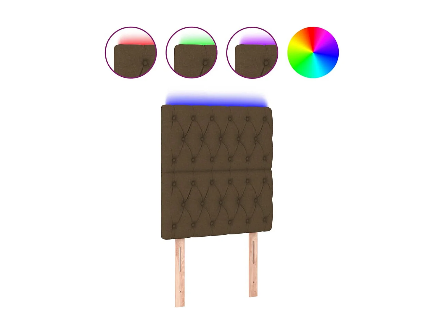 Testiera LED Marrone Scuro 80x7x118/128 cm Tessuto