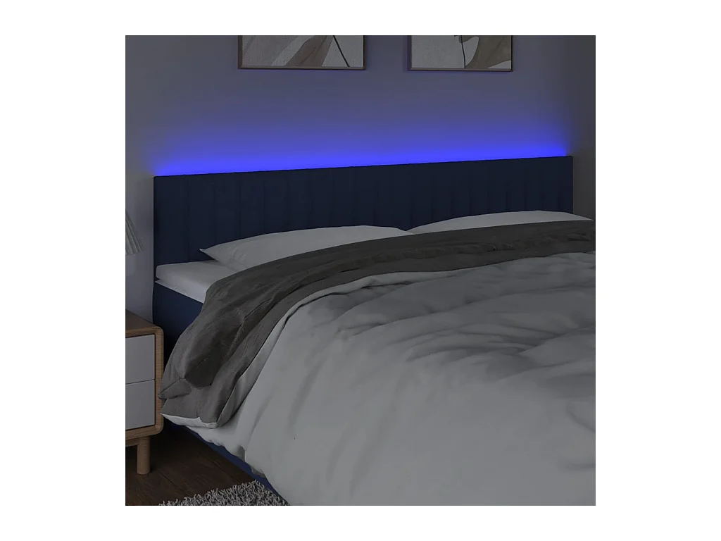 Cabecero LED Azul 180x5x78/88 cm Tela