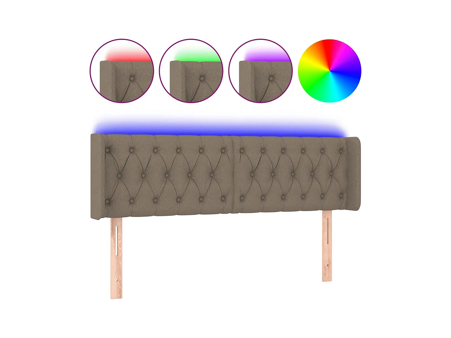 Taupe LED Hoofdbord 163x16x78/88 cm Stof