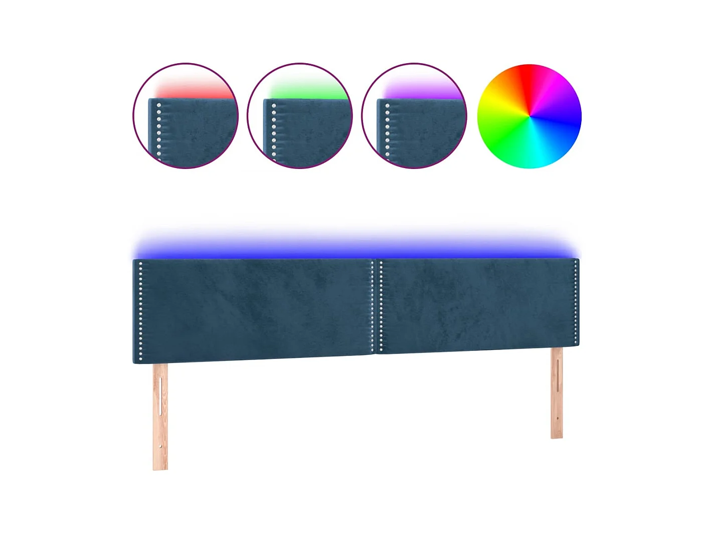 LED Hoofdbord Donkerblauw 160x5x78/88 cm Fluweel