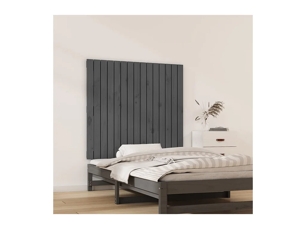 Cabecero de pared Gris 95,5x3x90 cm Madera maciza de pino