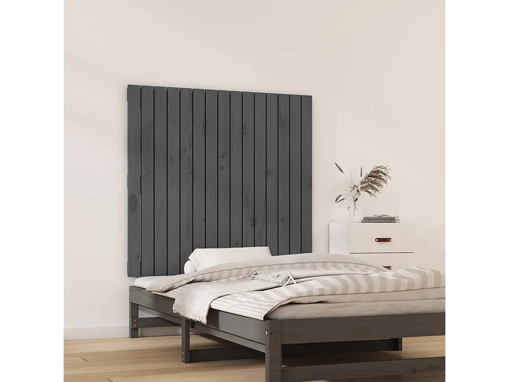Cabecero de pared Gris 95,5x3x90 cm Madera maciza de pino