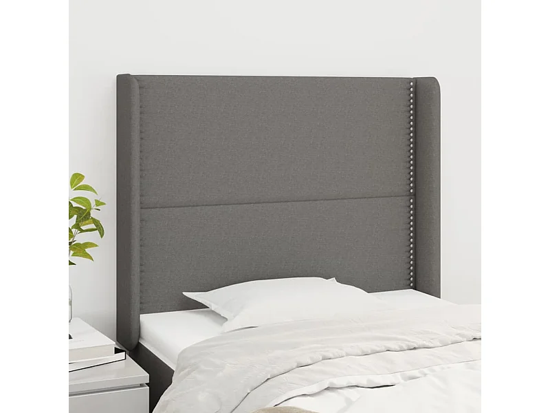 Testiera con ali Grigio scuro 93x16x118/128 cm Tessuto