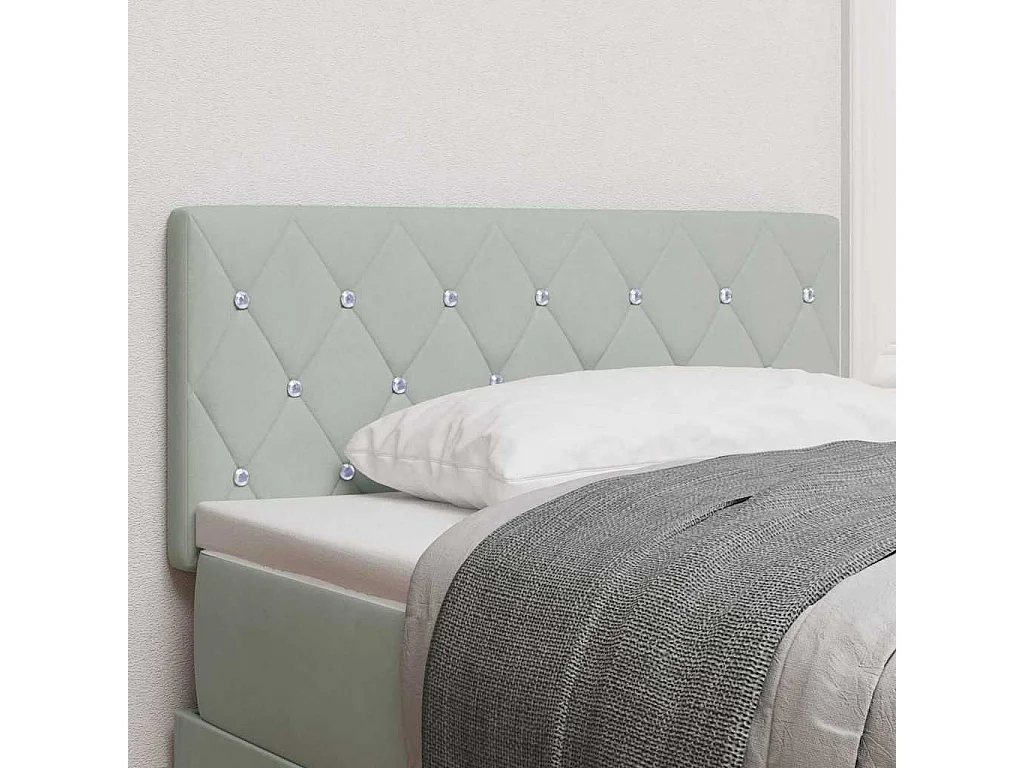 Testiera in velluto Argyle grigio chiaro 100 cm in velluto