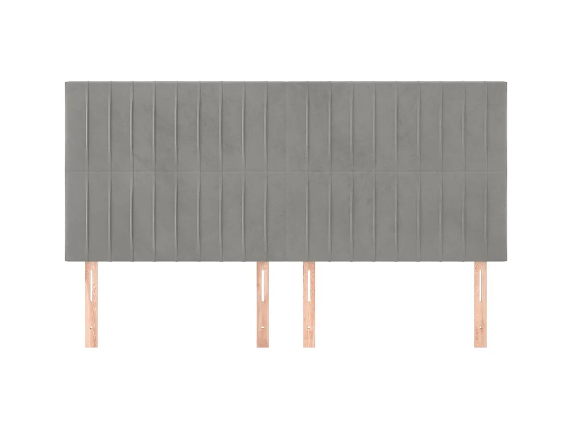 Testiere 4 pezzi Grigio chiaro 90x5x78/88 cm Velluto