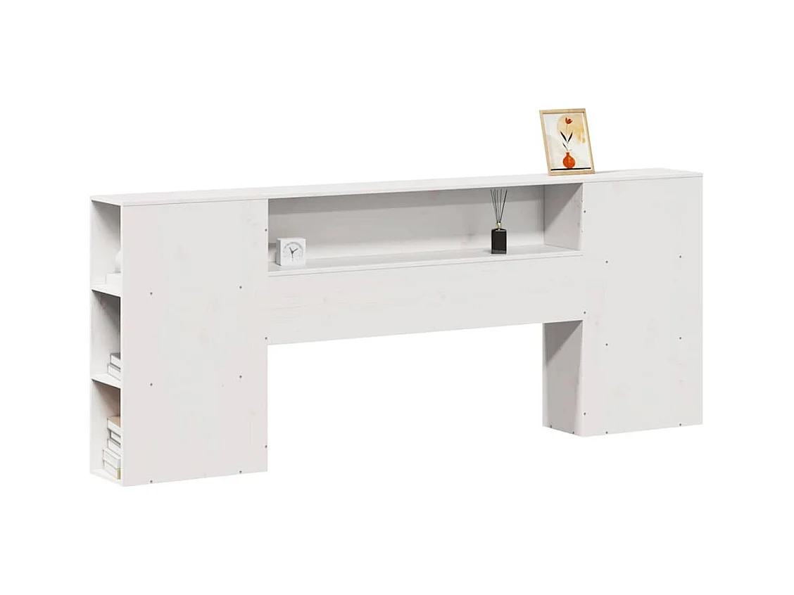 Cabecero blanco con almacenaje 200 cm madera maciza de pino