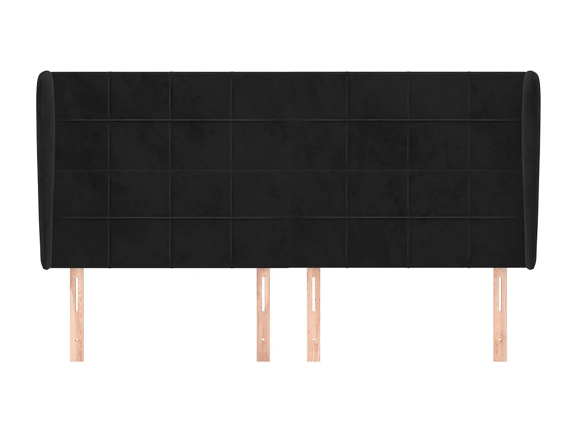 Tête de lit avec oreilles Noir 203x23x118/128 cm Velours