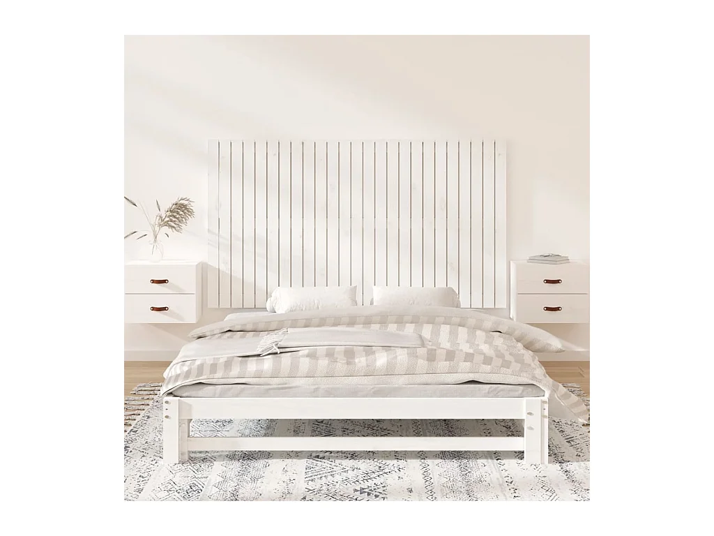 Wandhoofdbord Wit 159,5x3x90 cm Massief grenenhout