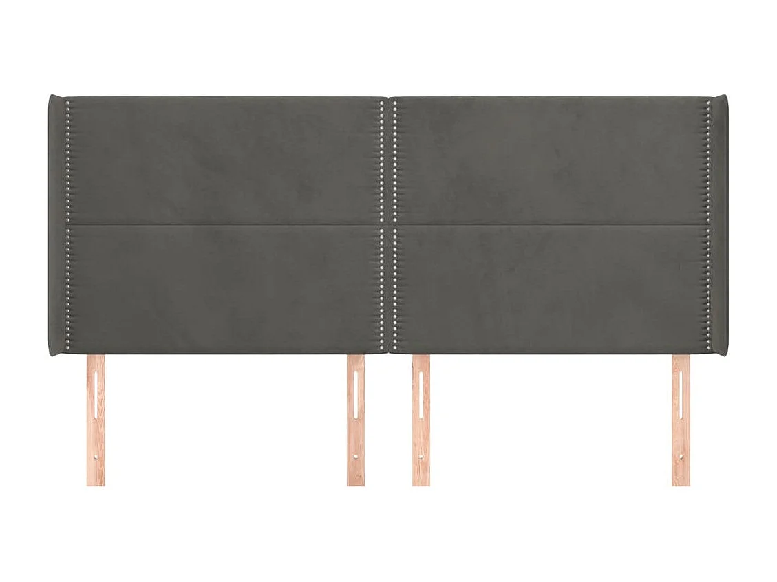 Testiera con ali Grigio scuro 183x16x118/128 cm Velluto