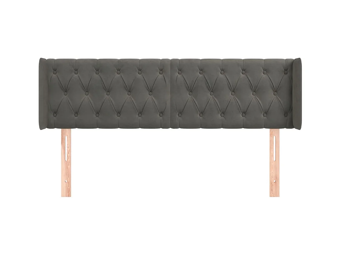 Tête de lit avec oreilles Gris foncé 147x16x78/88 cm Velours