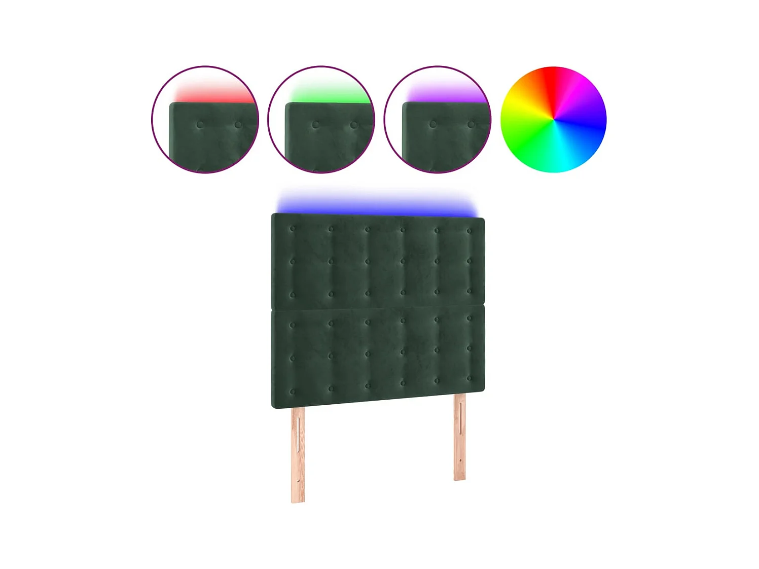 LED Hoofdbord Donkergroen 80x5x118/128 cm Fluweel