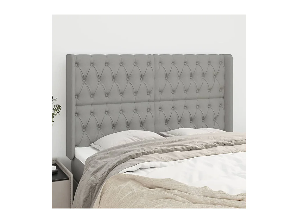 Testiera con ali Grigio chiaro 163x16x118/128 cm Tessuto