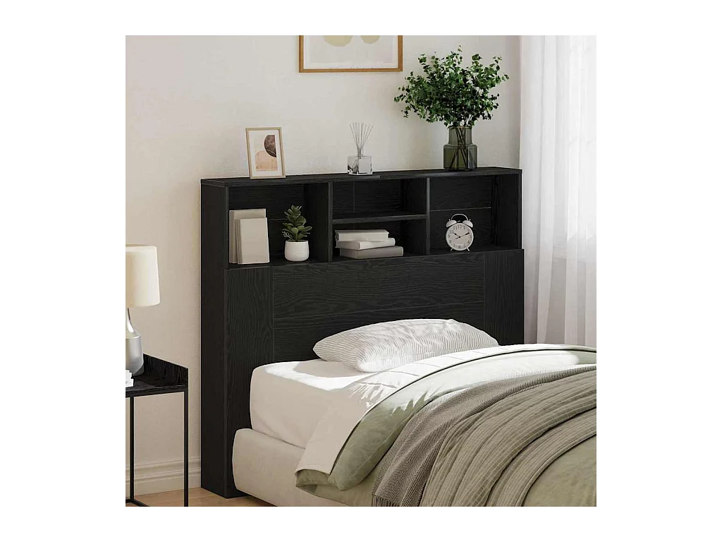 Zwarte eiken hoofdeindekast 120 x 19 x 103,5 cm