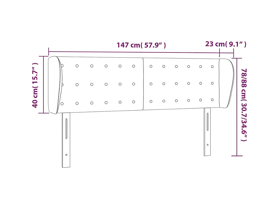 Tête de lit avec oreilles Rose 147x23x78/88 cm Velours