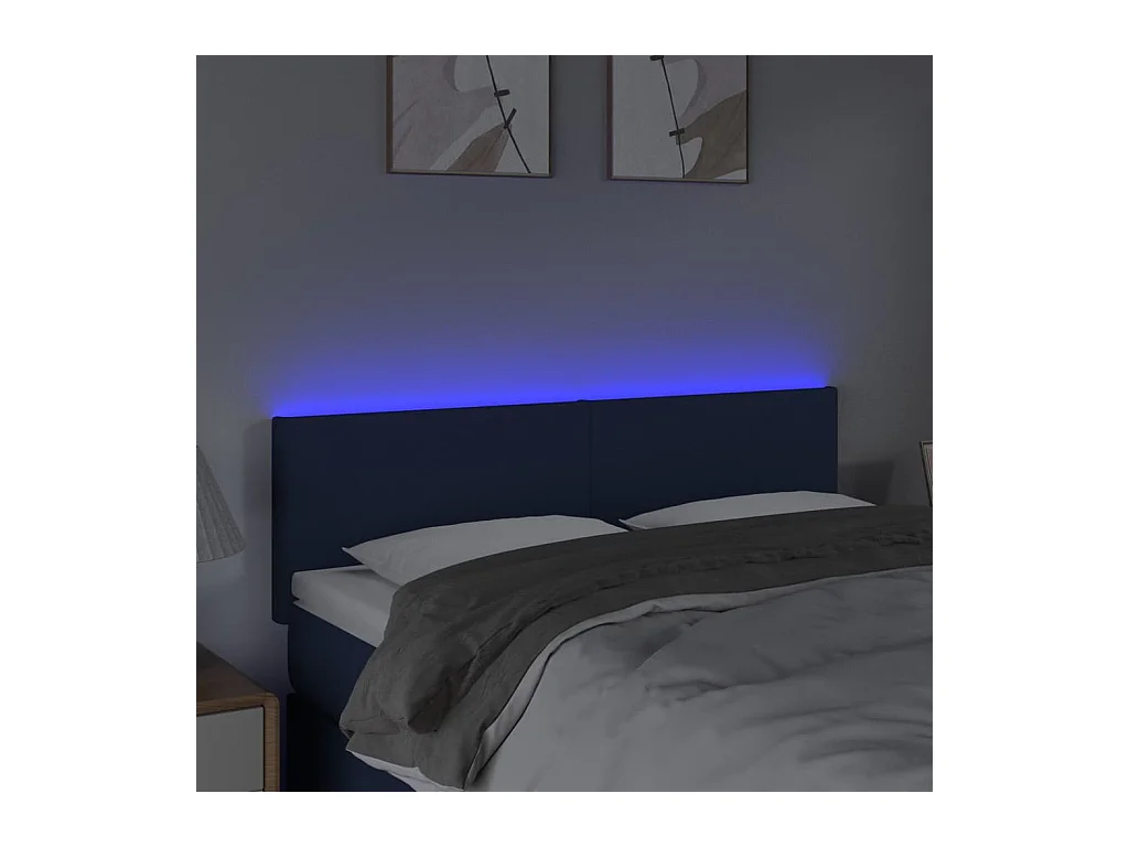 Blauw LED hoofdbord 144x5x78/88 cm Stof