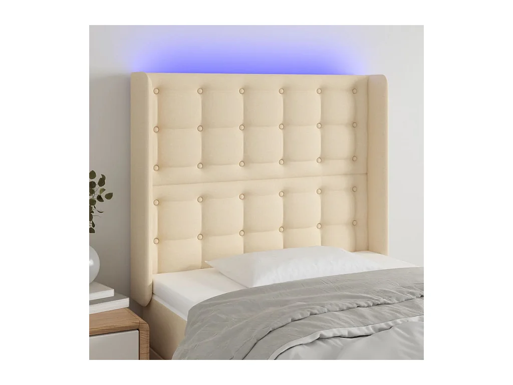 LED Hoofdbord Crème 103x16x118/128 cm Stof