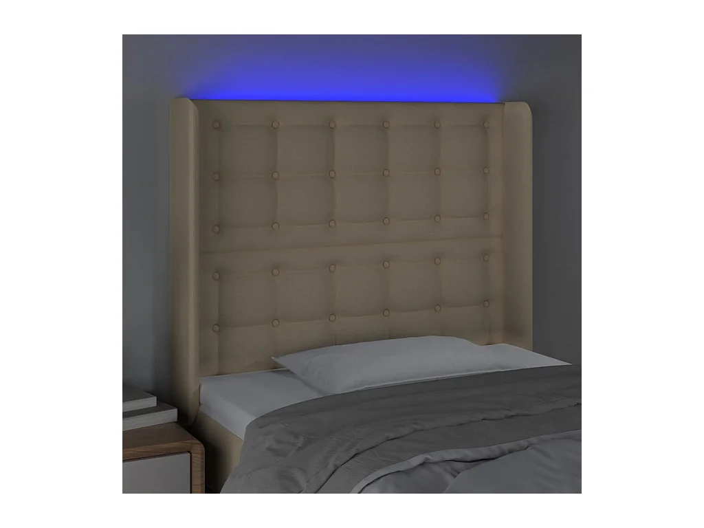 LED Hoofdbord Crème 103x16x118/128 cm Stof