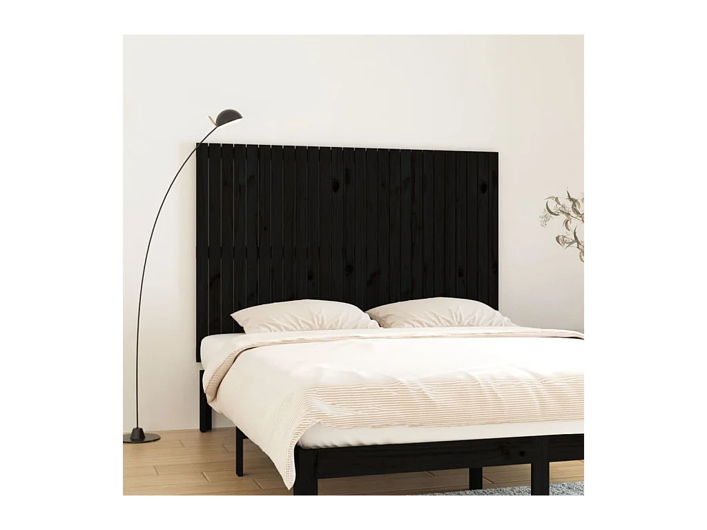 Zwart wandhoofdbord 166x3x110 cm Massief grenenhout