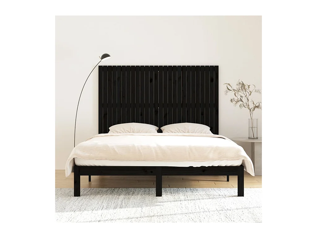 Zwart wandhoofdbord 166x3x110 cm Massief grenenhout