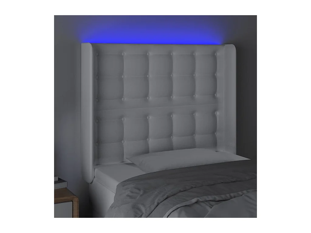 Cabecero LED Blanco 93x16x118/128 cm Piel Sintética