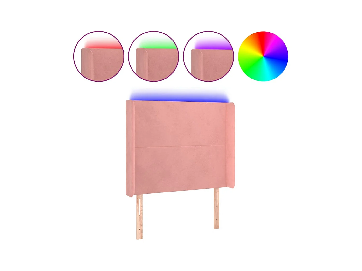 LED Hoofdbord Roze 83x16x118/128 cm Fluweel