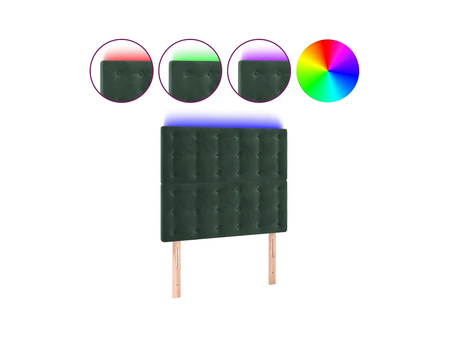 LED Hoofdbord Donkergroen 90x5x118/128 cm Fluweel